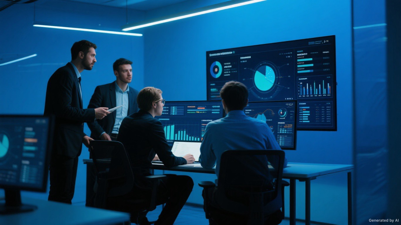 Personas trabajando con datos y analítica en pantallas